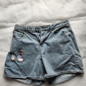 My Neighbor Totoro Light Blue Denim Shorts with Character Patches